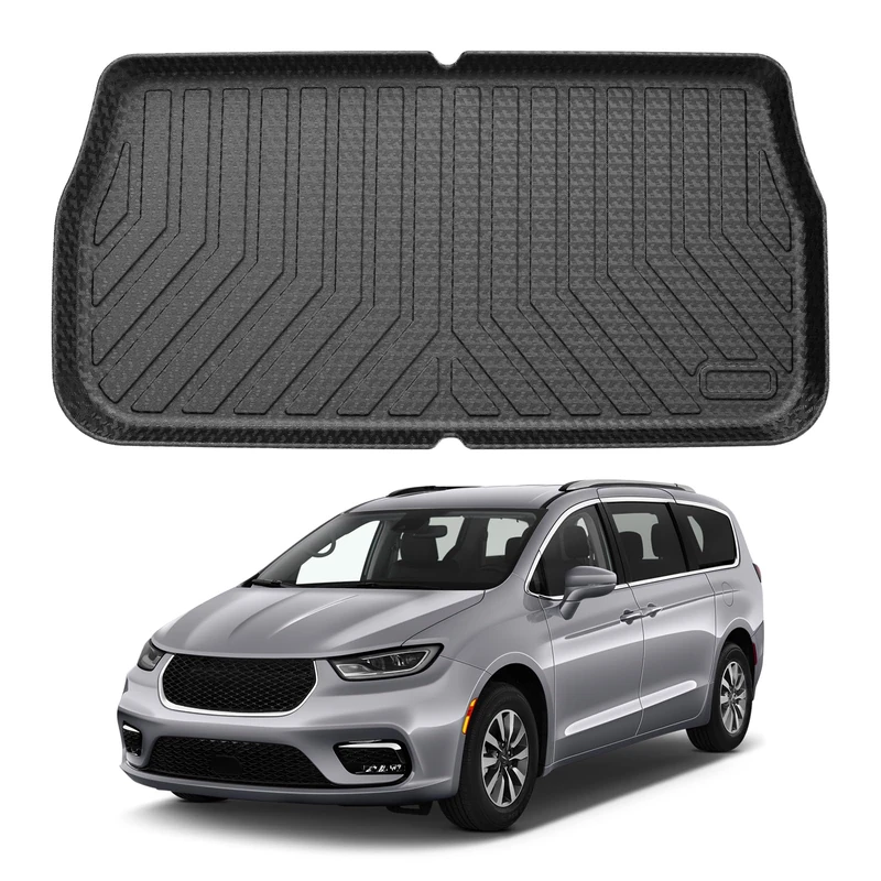 Mixsuper Custom Fit Cargo Liner for Chrysler Pacifica 2017-2023/Voyager 2020-2023, Behind The 3rd Row, All Weather Rear Cargo Mat Trunk Liner Black