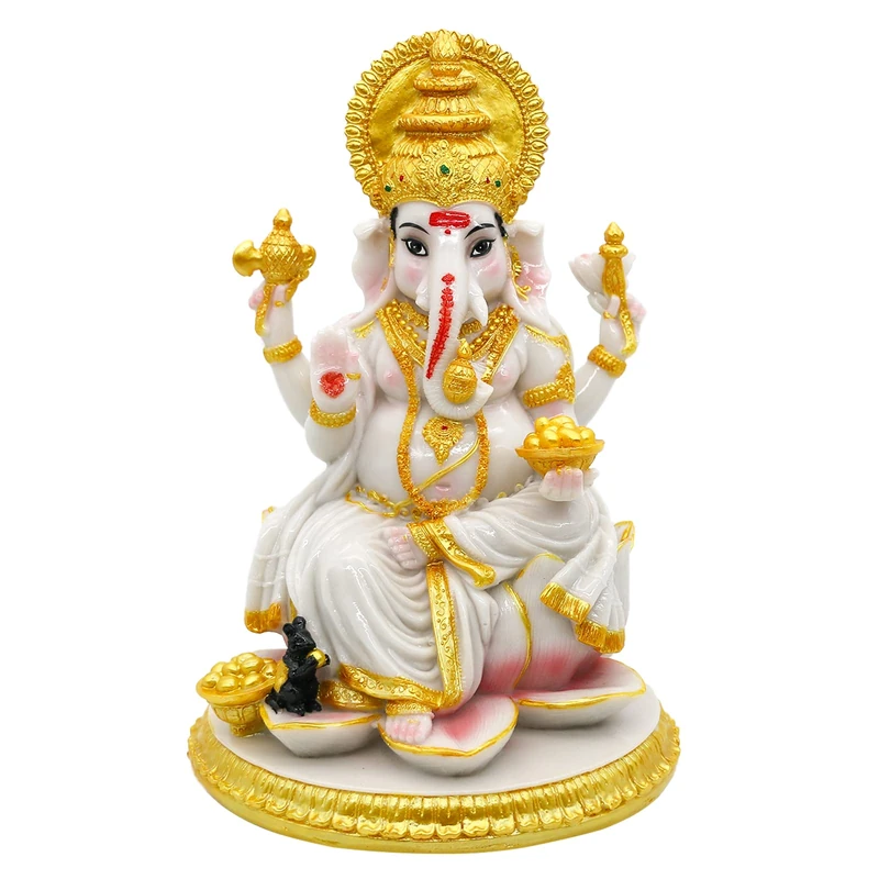 alikiki Hindu God Ganesh Chaturthi Figurine - 8.4”H Indian Idol Ganesha Statue Ganpati Elephant Hindu God Pooja Item Diwali Home Office Meditation Room Temple Mandir Altar Shrine Puja Decor
