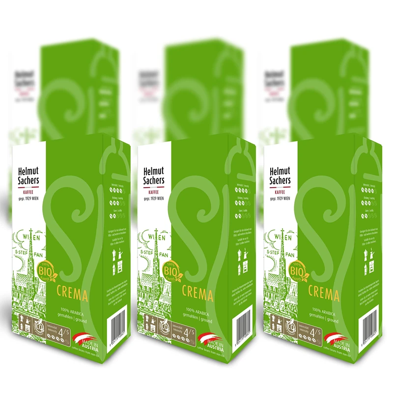 Helmut Sachers Kaffee - Organic cream, made from excellent South and Middle American varieties for complete coffee enjoyment, sustainably roasted in Austria - ground, 6 x 500 g