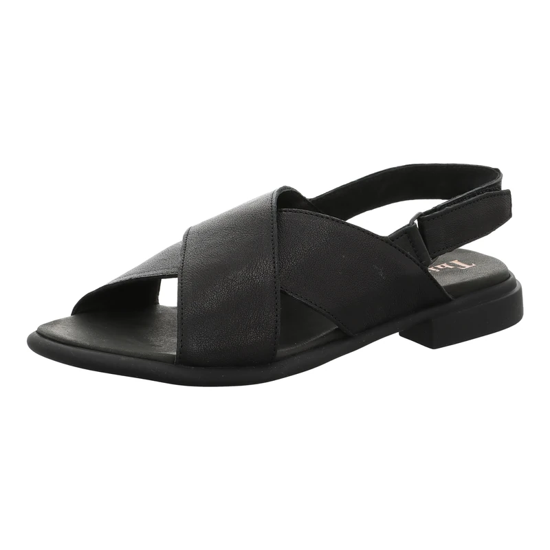 Think! Women's Kamaa Chrome-Free Tanned Sustainable Strap Sandal, 0000 Black, 6.5 UK