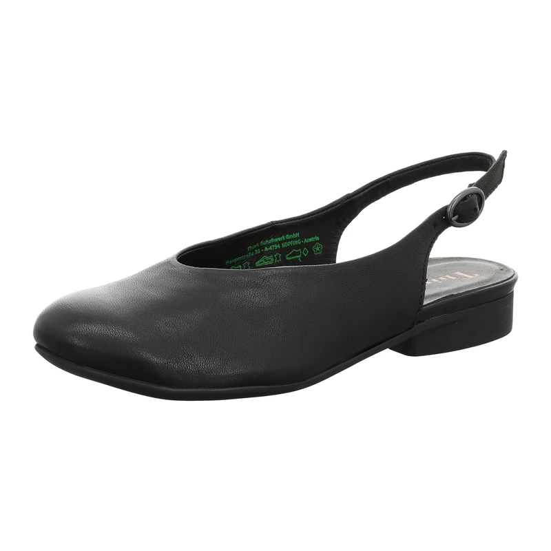 Think! Damen GUAD2 chromfrei gegerbte nachhaltige Halbschuhe, Schwarz 0000