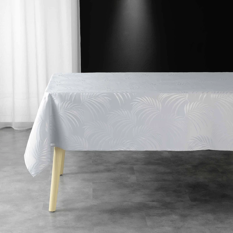 Douceur d'Intérieur, Grey Jacquard Feather Rectangular Tablecloth 140 x 240 cm