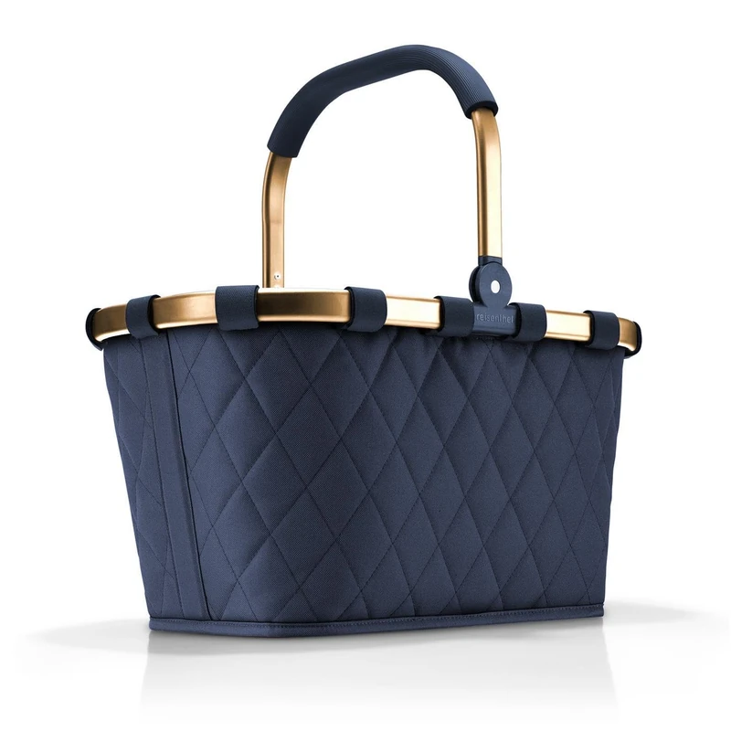Reisenthel BK4111 Carrybag Frame Rhombus Midnight Gold - Sturdy Shopping Basket with Lots of Storage Space and Practical Inner Pocket - Elegant and Water-Repellent Design, 480 x 290 x 280 mm - Image 1