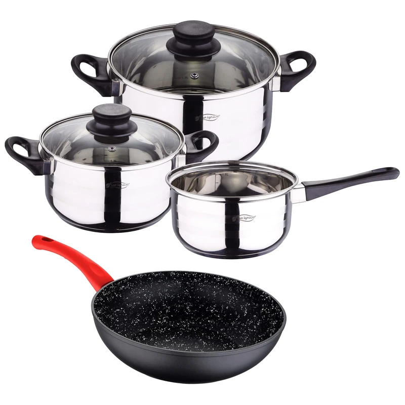 PK5241 St. Ignacio Forged Aluminium Wok Set of 5 Silver 5 Body Wok - Image 1