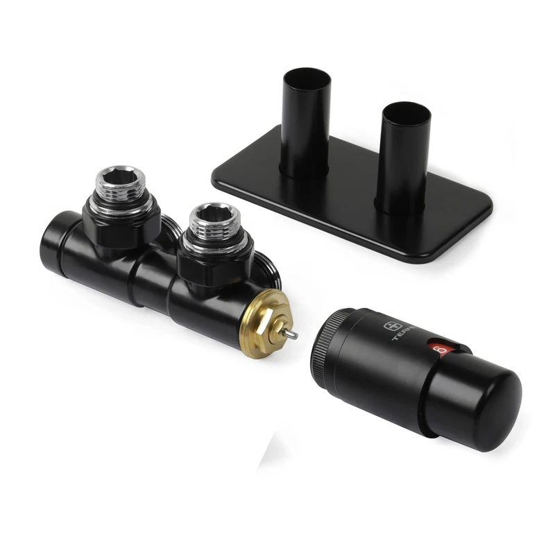 Terma Radiator Valves, Black Soft RAL 9005