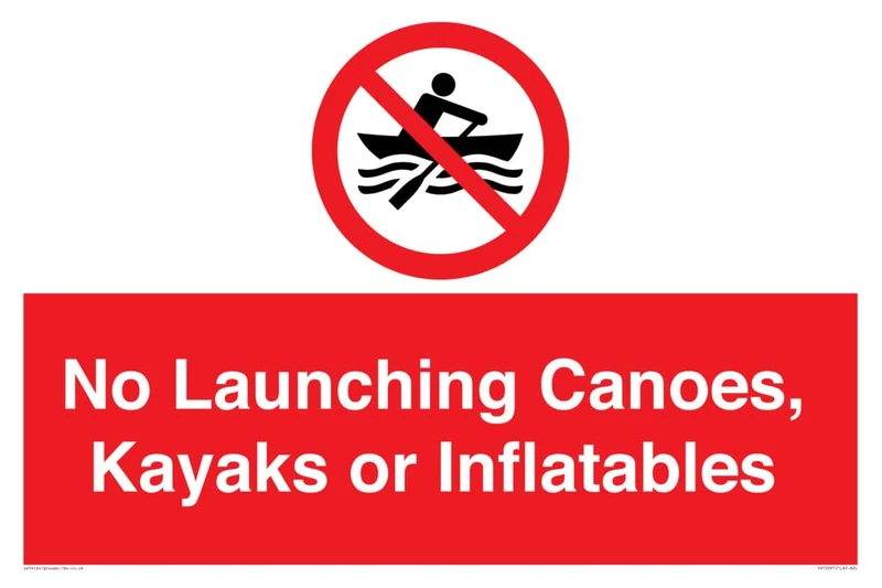 No Launching Canoes, Kayaks or Inflatables Sign - 600x400mm - A2L