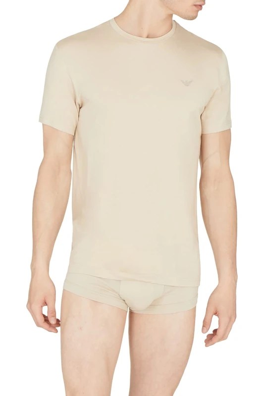 Emporio Armani Men's Crew Neck T-Shirt Deluxe Viscose, Sand Yellow, XL