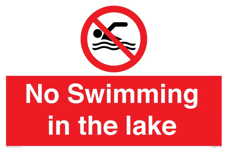 No Swimming in the lake Sign - 600x400mm - A2L