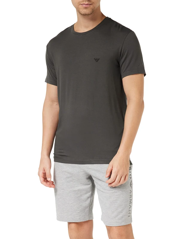 Emporio Armani Men's Crew Neck T-Shirt Deluxe Viscose, Dark Land, S