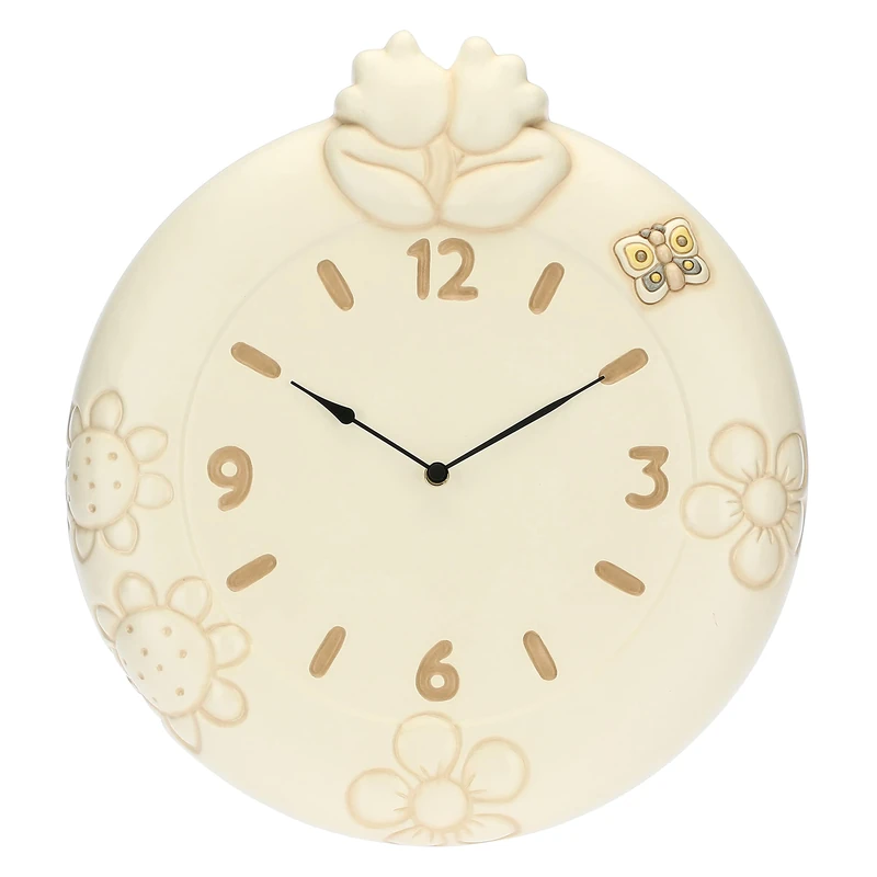 THUN - Wall Clock with Lily of the Valley, Elegance Line - Home Furnishing, Clocks - Ceramic, Plastic Mechanism - ø 35 cm