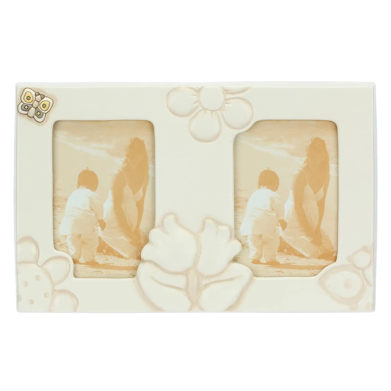 THUN - Double Photo Frame - Elegance Line - Home Furnishing, Photo Frame and Frames - Ceramic, Pine Wood Frame - 33x2x26cm h