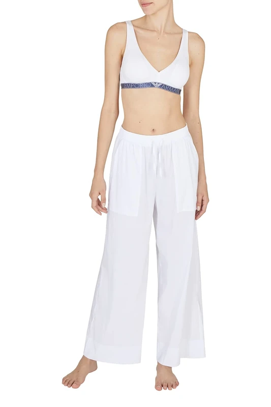 Emporio Armani Women's Ultralight Popeline Trousers, White, XS