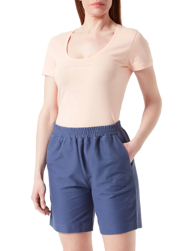 Emporio Armani Women's Bermuda Textured Terry Shorts, Denim, XL