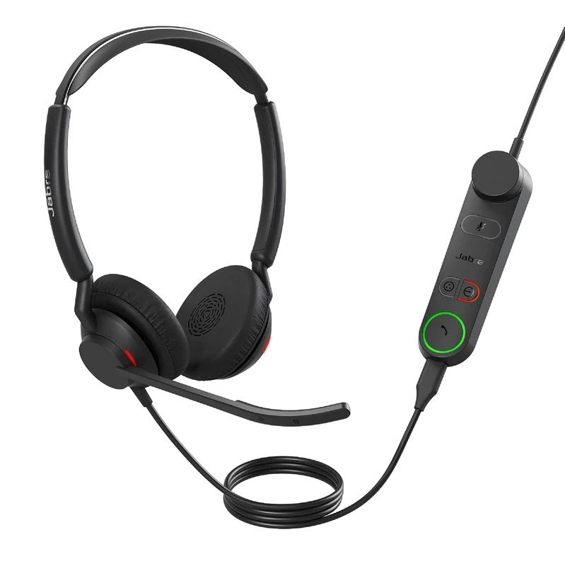 Jabra Engage 50 II schnurgebundenes Stereo-Headset mit Link Call Control, geräuschunterdrückender 3-Mic-Technologie und USB-A-Kabel - mit Allen führenden UC-Plattformen wie Zoom kompatibel - Schwarz