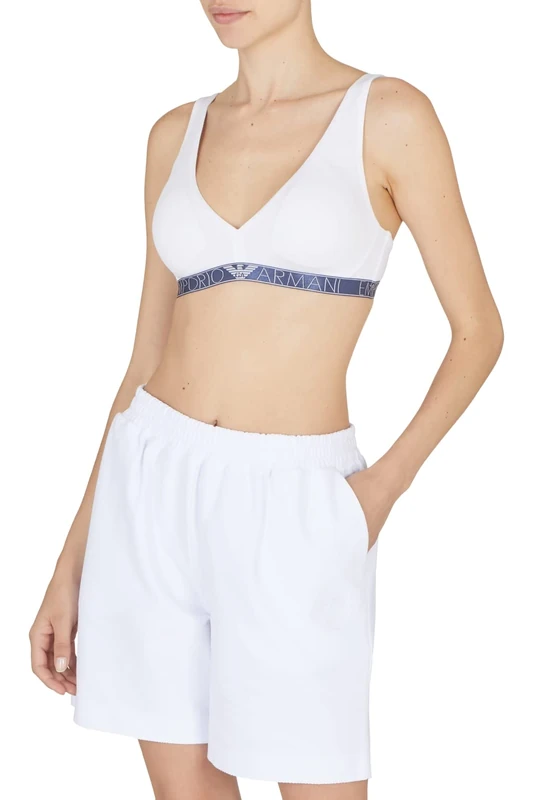 Emporio Armani Women's Bermuda Textured Terry Shorts, White, S