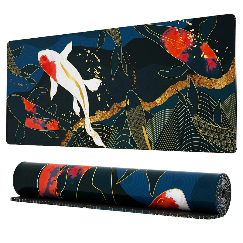 Ovenbird Extended Gaming Computer Mouse Pad, Large Gaming Mousepad for Desk, Japanese Anime Desk Pad with Cherry Blossom, Cool Desk Mat for Keyboard and Mouse, Blue, 31.5 x 11.8 x 0.12 inches