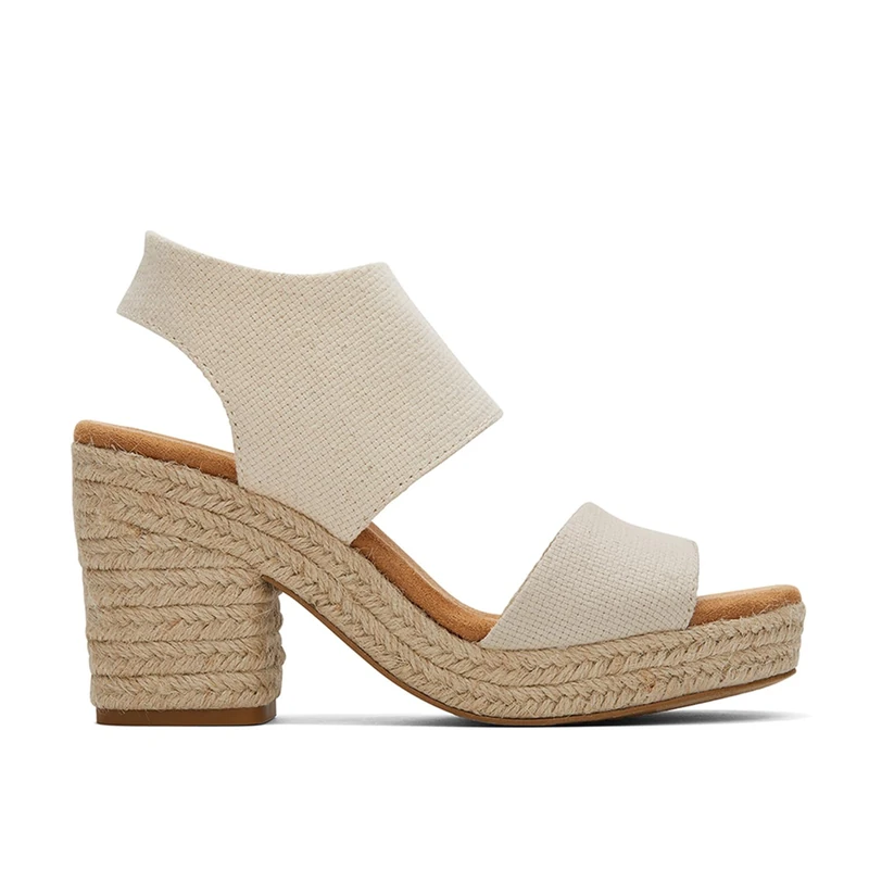 TOMS Women's Majorca Platform Basket Weave Sandal, Natural, 6 UK