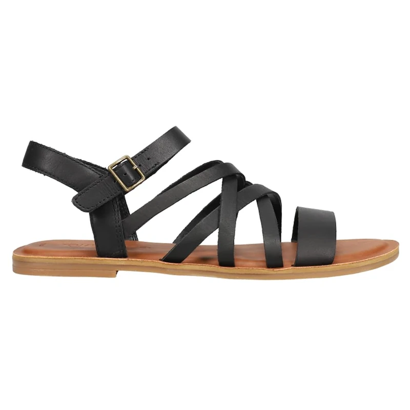 TOMS Women's Sephina Leather Sandal, Black, 6.5 UK