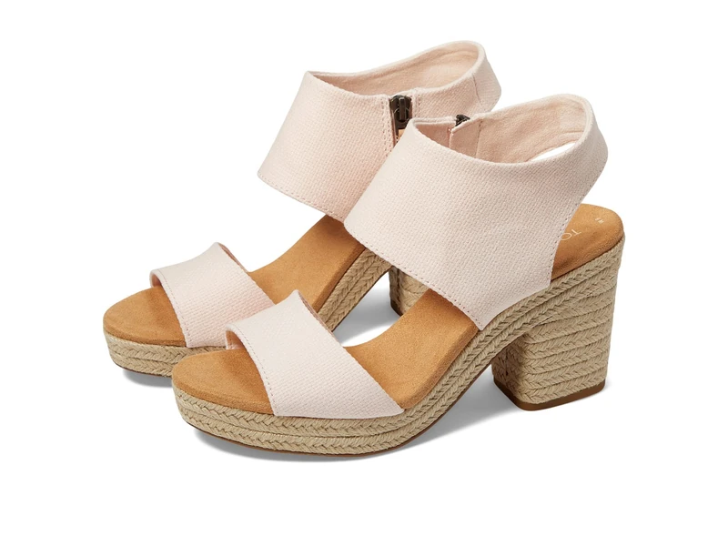 TOMS Women's Majorca Platform Basket Weave Sandal, Dusty Peach, 9 UK
