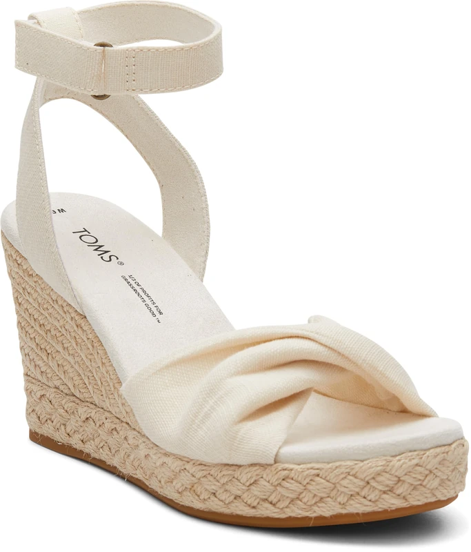 TOMS Women's Marisela Slubby Woven Wedge Sandal, Natural, 7 UK