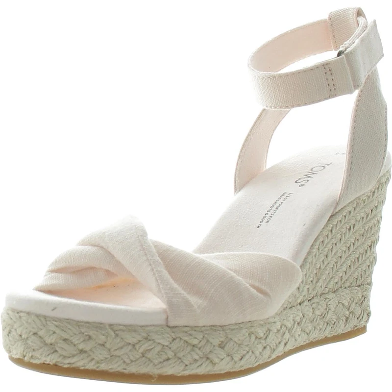 TOMS Women's Marisela Slubby Woven Wedge Sandal, Dusty Peach, 5 UK