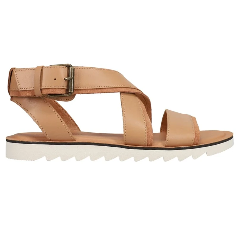 TOMS Women's Sidney Tread Leather and Suede Sandal, Warm Beige, 6.5 UK