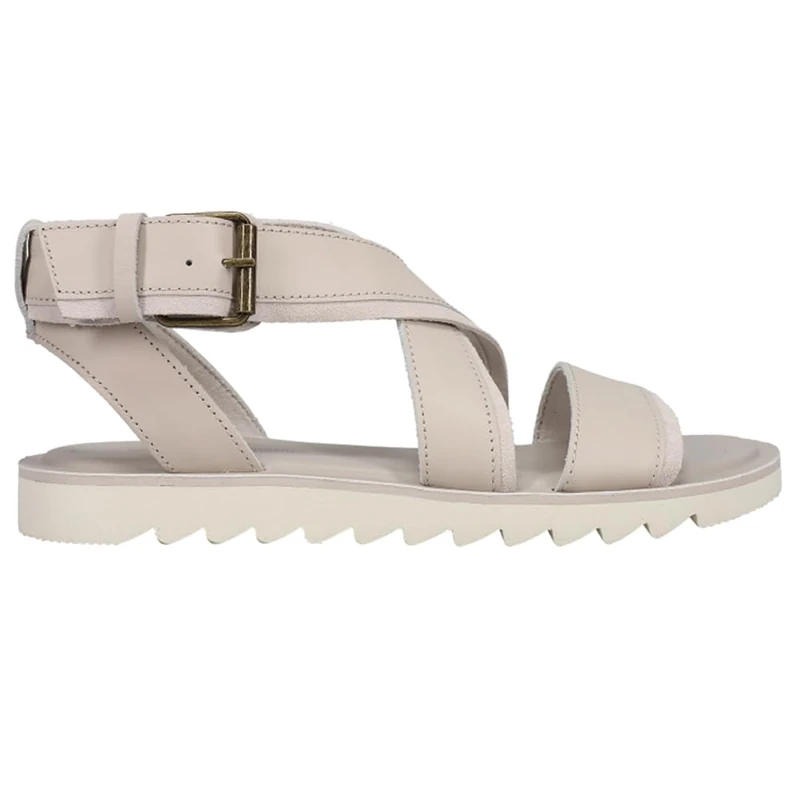 TOMS Women's Sidney Tread Leather and Suede Sandal, Putty, 3 UK