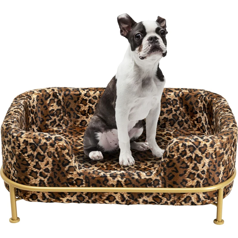 Kare Diva Leo Design Dog/Cat Bed, Multi-Colour, 25 x 63 x 44 cm, Animal Bed, Leopard Pattern, Velvet Look, Living Room