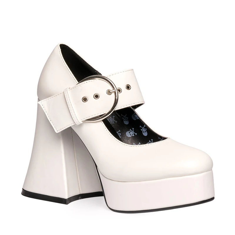 Lamoda Speed Dial WhitePU Platform Heels Stylish Chunky High Heel Shoes for Women Comfortable Cushioned Insole Durable Synthetic Upper Non Slip Sole Dress Party Wear UK8