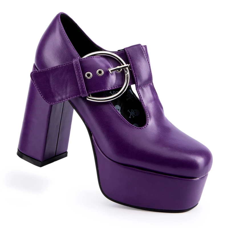 LAMODA Women's Dream Lover Court Shoe, Purple Pu, 6 UK