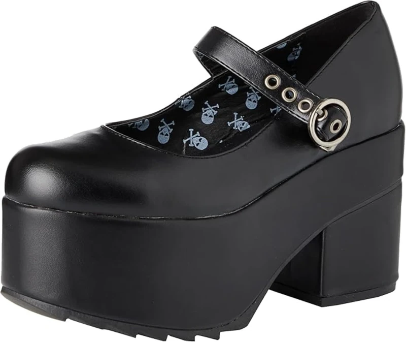 LAMODA - Chunky Platform Dolly Shoes in Black Patent, UK 4
