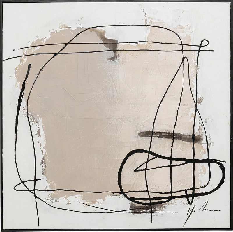 KARE Design Framed Picture Dust, Grey, Aesthetic, Abstract Canvas Wall Art, Room Decor, Home Decoration, Framed Artwork for Living Room, Bedroom, Hallway, 100x100 cm (HxW)