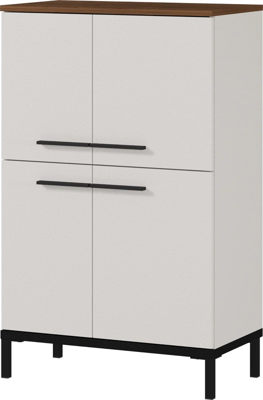 Germania Chest of drawers 2643-573 GW-YONKERS, in cashmere/walnut repro, with four doors, 60 x 97 x 34 cm (WxHxD)