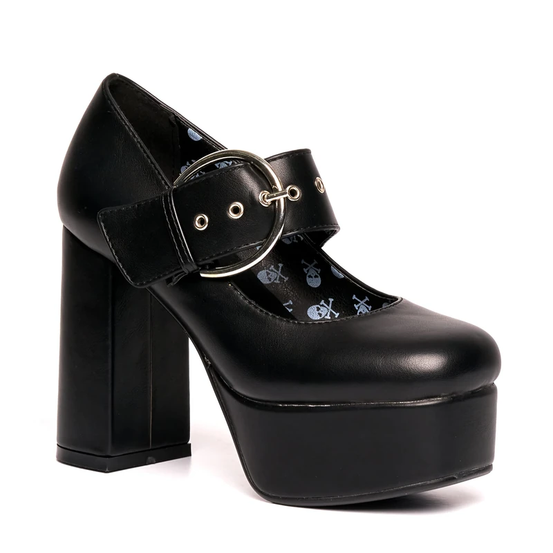 LAMODA Women's Forget Me Court Shoe, Black Pu, 4 UK - Image 1