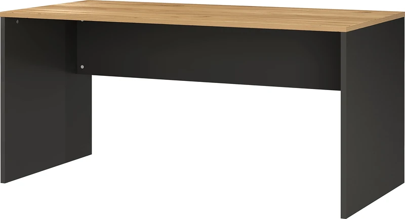 Germania Desk 4225-549, side panels and knee screen, in graphite/oak, 158 x 75 x 79 cm (WxHxD)