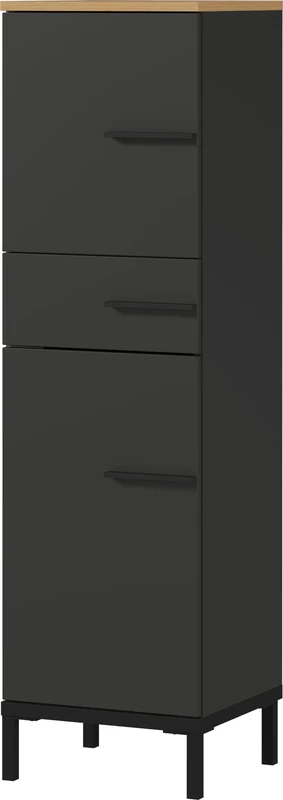 Germania Cupboard 2671-549 GW-YONKERS, in graphite/Navarra oak repro, with self-closing drawers, 34 x 123 x 34 cm (WxHxD)