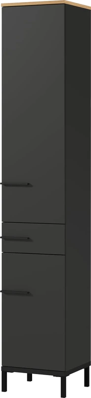 Germania Cabinet 2646-549 GW-YONKERS, in graphite/Navarra oak repro, with soft-close doors, 34 x 190 x 34 cm (WxHxD)