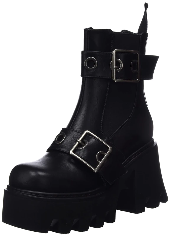 LAMODA Women's Band Aid Ankle Boot, Black PU, 7.5 UK - Image 1