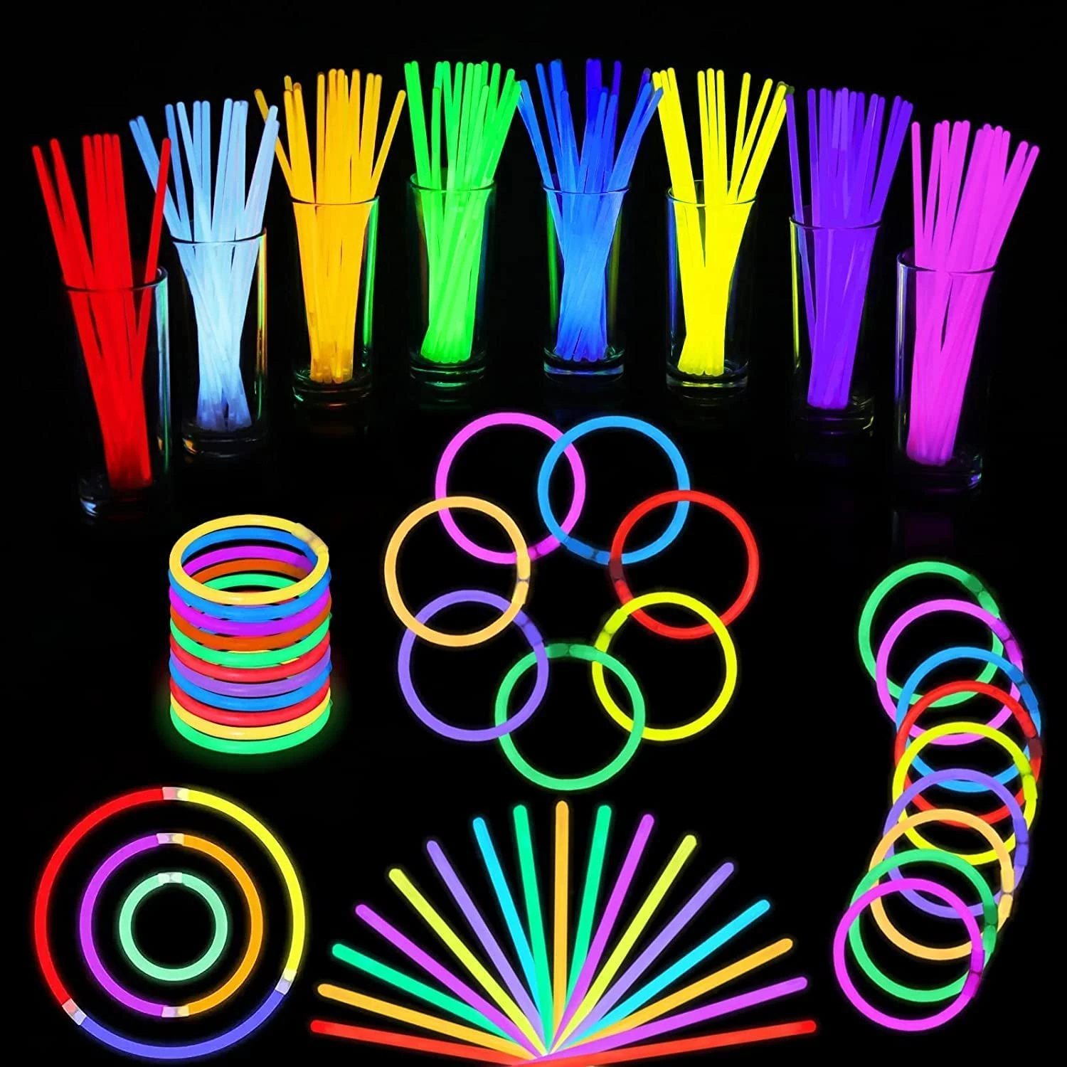 SULOLI 45PCS Glow Sticks Party Pack Neon Glowsticks Kids Glow Bracelets Dark Party Supplies