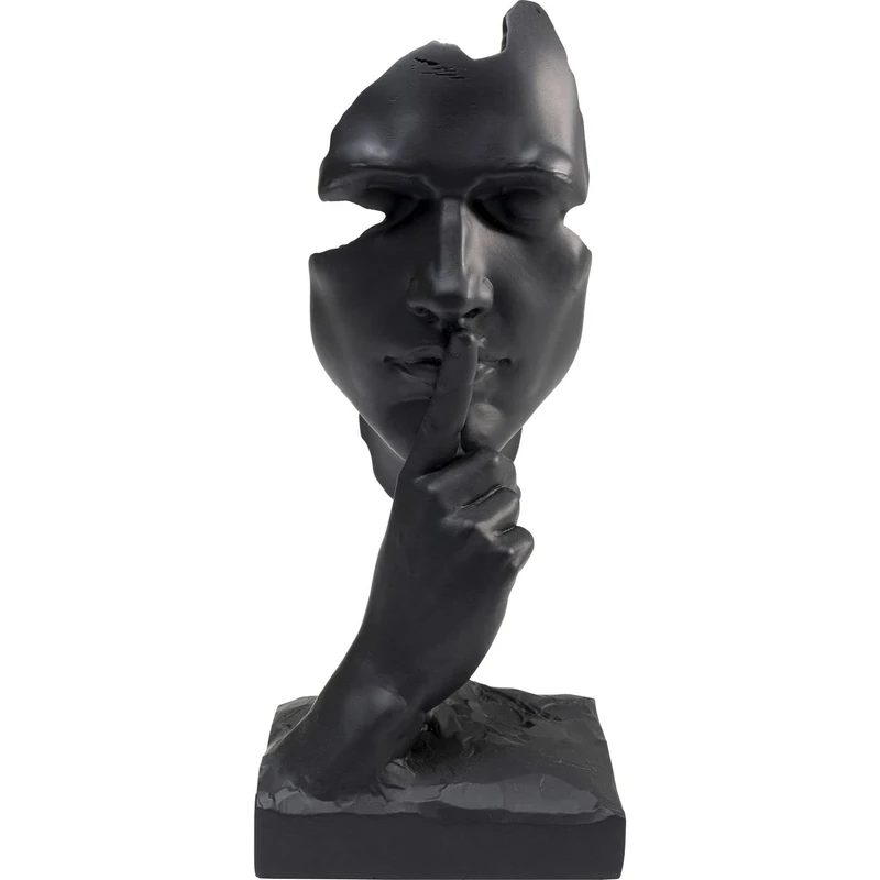 Kare Design Deco Object Quiet Face, Black, Modern, Statue, Gift Idea, Decorative Home Accessories, Room Decor, Home Decor for Living Room, Bedroom, Home Office, 31x13x11 cm (H/W/D)