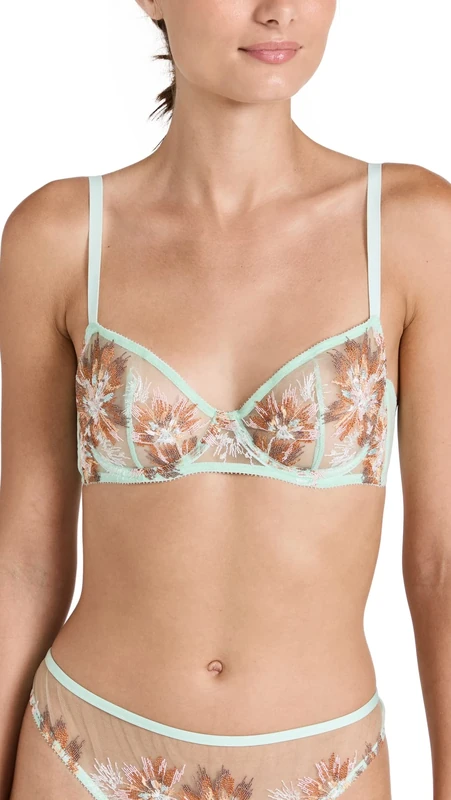 Cosabella Women's Maasai Balconette Bra, Sheer, Lagoon Mint, 32D