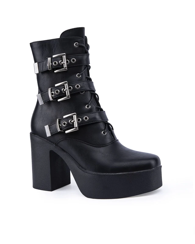 LAMODA Women's Bad Idea Ankle Boot, Black PU, 4 UK