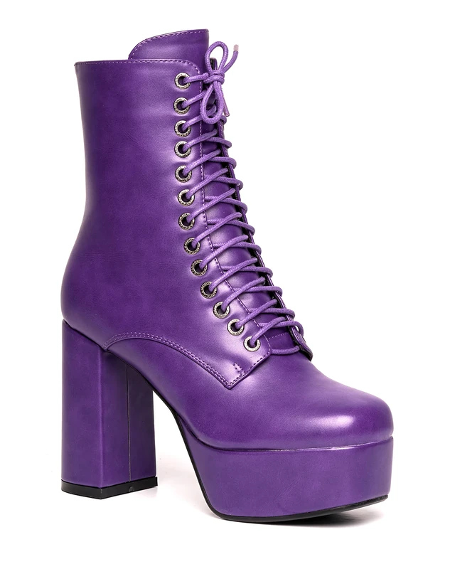 LAMODA Women's Own It Ankle Boot, Purple Pu, 7 UK