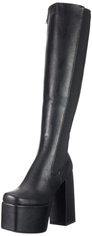 LAMODA Women's Secrets Knee high Boot, Black PU, 6.5 UK