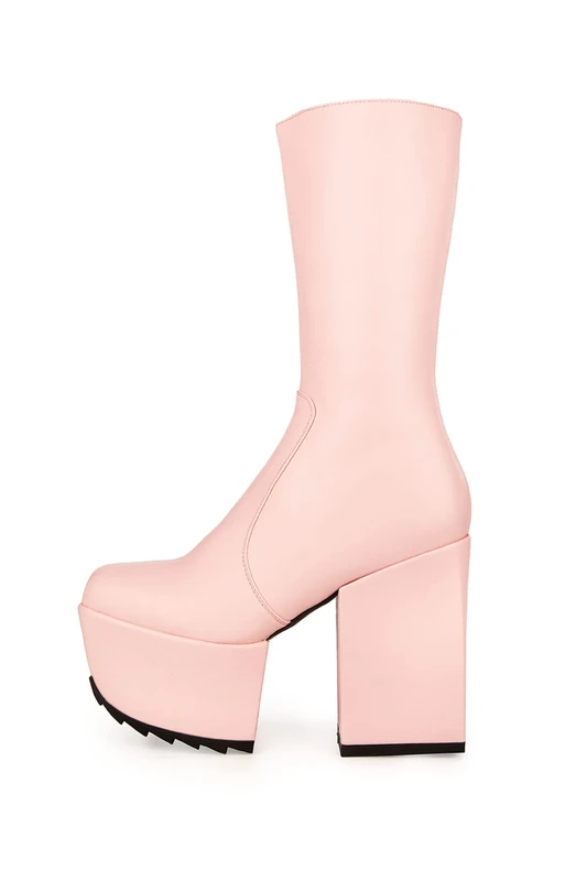 LAMODA Women's Magnolia Mid Calf Boot, Pink Pu, 7.5 UK