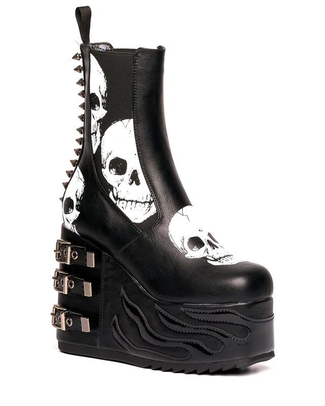 LAMODA Women's Storms Mid Calf Boot, Black Skull, 4 UK