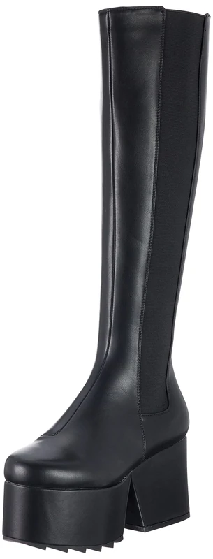 LAMODA - Keep Watching Chunky Platform Wedge Boots, EU 37 / UK 4, Black PU, 5 UK