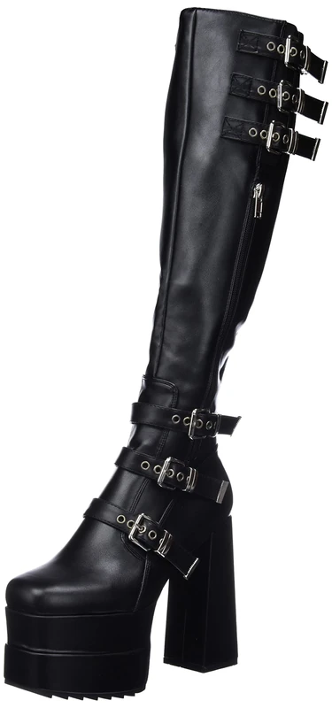 LAMODA Women's Hopes Knee high Boot, Black PU, 4 UK