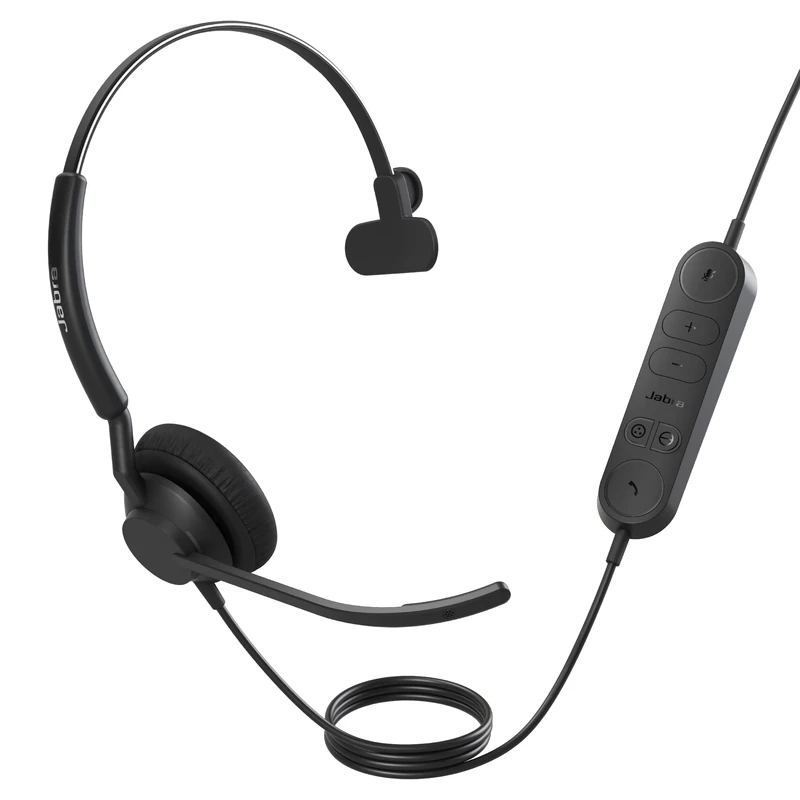 Jabra Engage 40 Wired Mono Headset with Inline Call Control, Noise-Cancelling 2-Mic Technology, and USB-A Cable - works with all leading Unified Communications platforms such as Zoom, Unify - Black