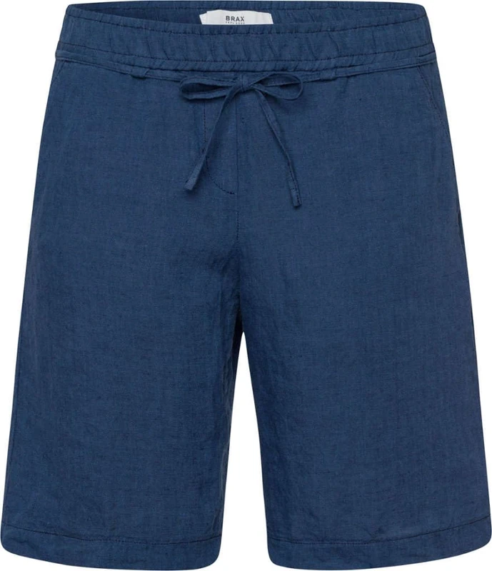 BRAX Women's Style Mel B Bermuda Pure Linen Denim Shorts, Indigo, 34, Indigo, 26W x 32L